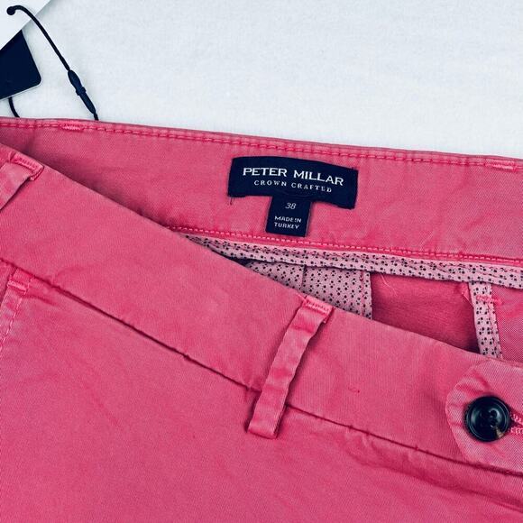Peter Millar Crown Crafted Men’s Concord Garment Dyed Golf Shorts Pink, 38W, NWT - Picture 4 of 11